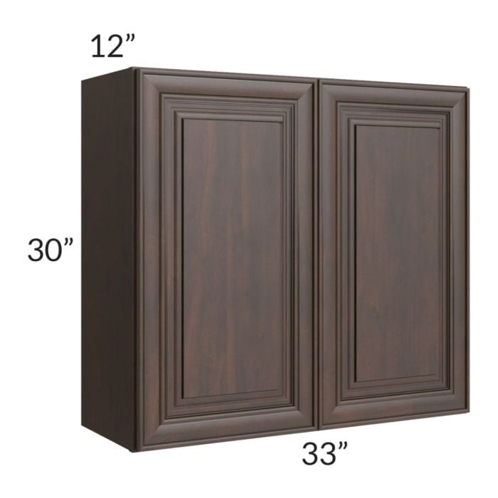 RTA Biscotti Cafe Glazed 33" x 30" Wall Cabinet with 2 Decorative End Panels
