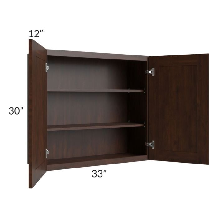 RTA Biscotti Cafe Glazed 33" x 30" Wall Cabinet with 2 Decorative End Panels