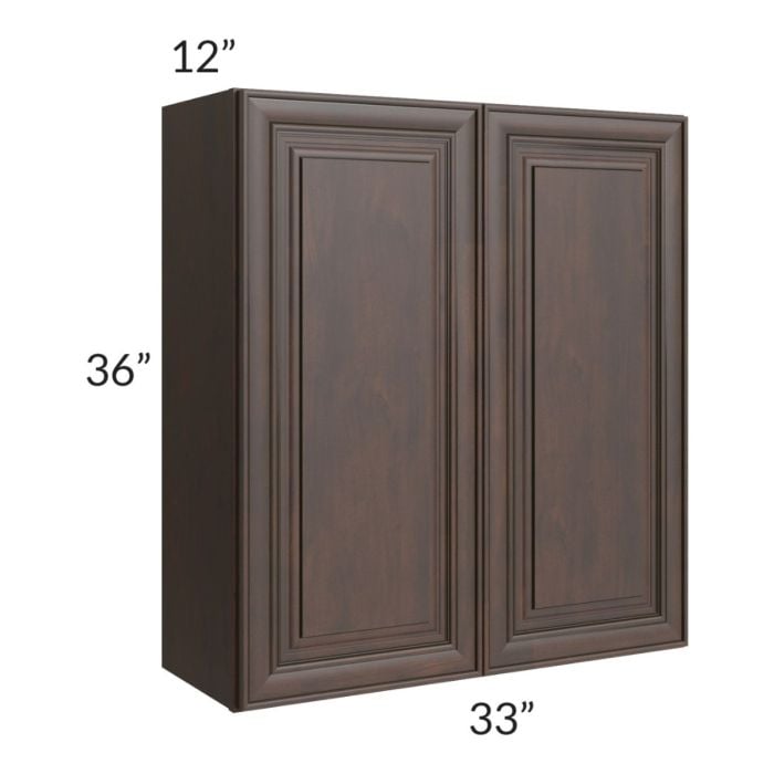 RTA Biscotti Cafe Glazed 33" x 36" Wall Cabinet with 1 Decorative End Panel
