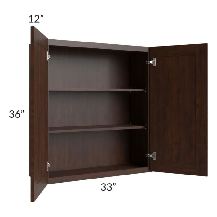 RTA Biscotti Cafe Glazed 33" x 36" Wall Cabinet with 2 Decorative End Panels