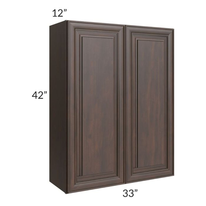 RTA Biscotti Cafe Glazed 33" x 42" Wall Cabinet with 2 Decorative End Panels