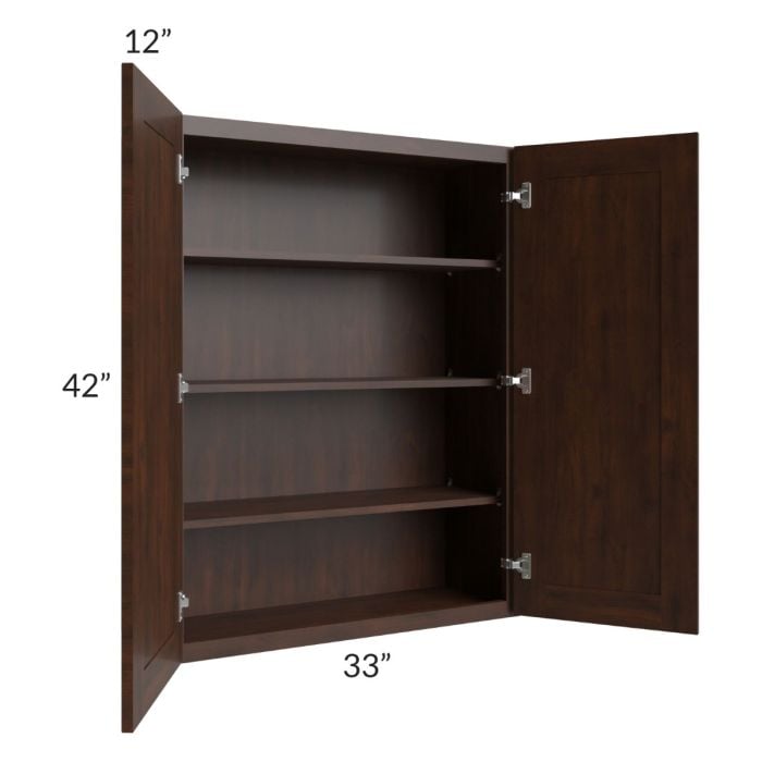 RTA Biscotti Cafe Glazed 33" x 42" Wall Cabinet with 2 Decorative End Panels