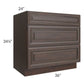 RTA Biscotti Cafe Glazed 36" 3-Drawer Base Cabinet with 2 Decorative End Panels