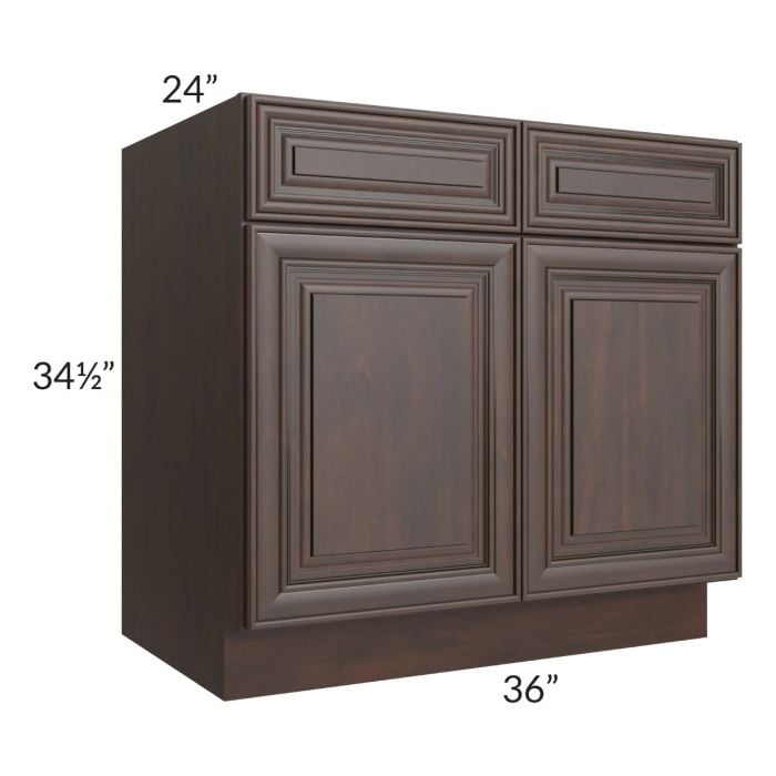 RTA Biscotti Cafe Glazed 36" Base Cabinet with 2 Decorative End Panels and 2 Roll Out Trays