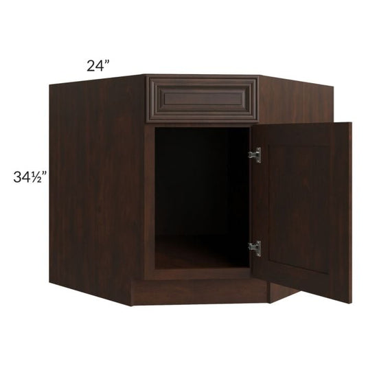 RTA Biscotti Cafe Glazed 36" Diagonal Corner Sink Base Cabinet with 1 Decorative End Panel
