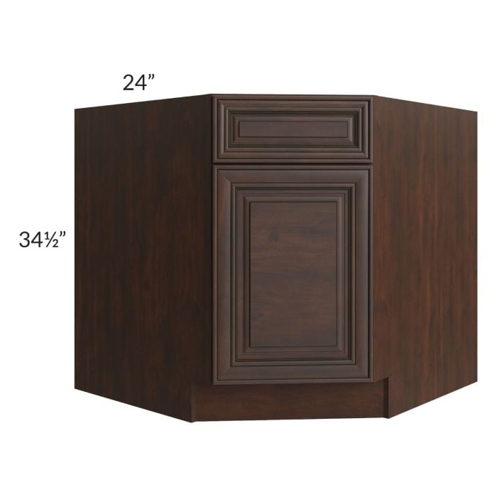 RTA Biscotti Cafe Glazed 36" Diagonal Corner Sink Base Cabinet with 2 Decorative End Panels