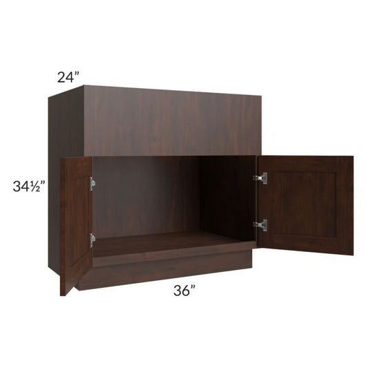 RTA Biscotti Cafe Glazed 36" Farm Sink Base with 1 Decorative End Panel