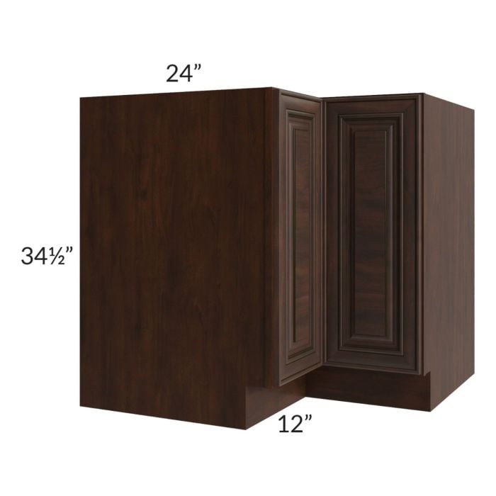 RTA Biscotti Cafe Glazed 36" Lazy Susan Corner Base with 2 Wood Baskets and 1 Decorative End Panel