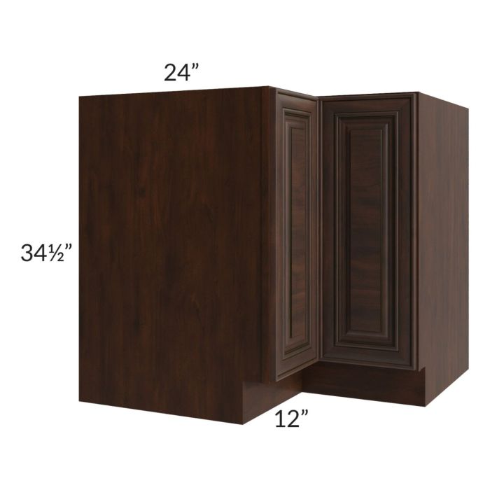 RTA Biscotti Cafe Glazed 36" Lazy Susan Corner Base with Stainless Steel Baskets with 1 Decorative End Panel