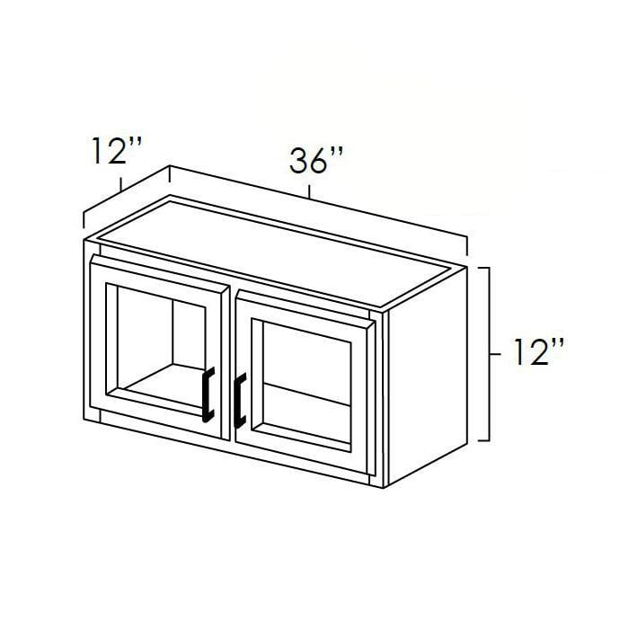 RTA Biscotti Cafe Glazed 36" x 12" Wall Cabinet with Beveled Glass