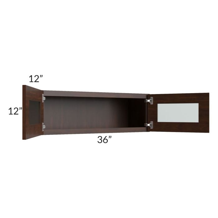 RTA Biscotti Cafe Glazed 36" x 12" Wall Cabinet with Beveled Glass
