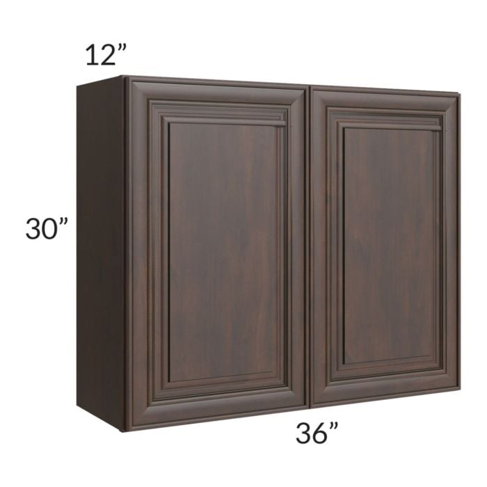 RTA Biscotti Cafe Glazed 36" x 30" Wall Cabinet with 2 Decorative End Panels
