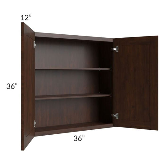 RTA Biscotti Cafe Glazed 36" x 36" Wall Cabinet with 1 Decorative End Panel