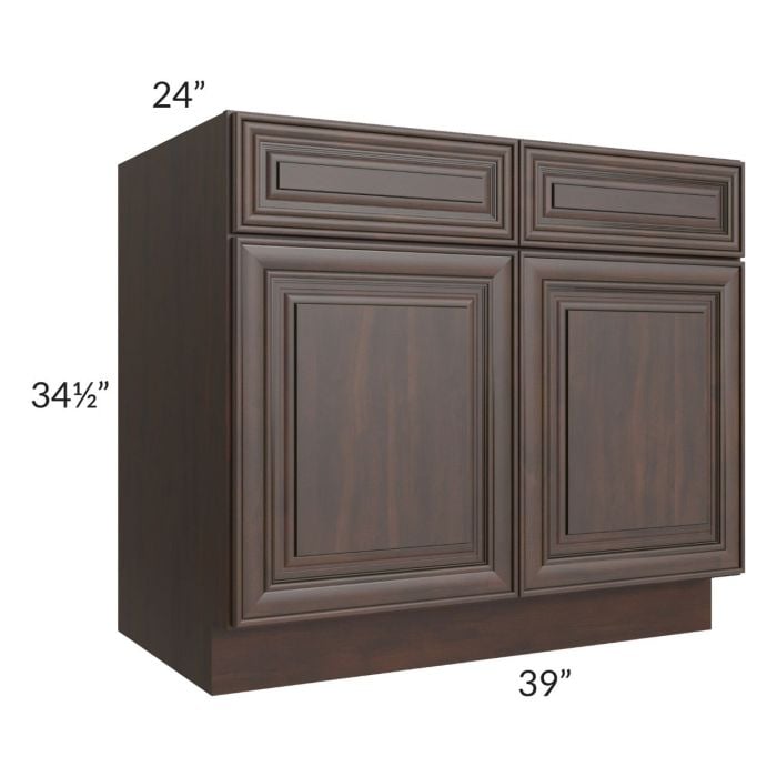 RTA Biscotti Cafe Glazed 39" Base Cabinet with 1 Decorative End Panel