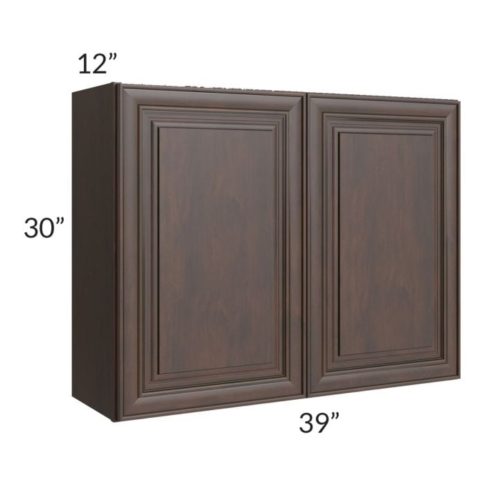 RTA Biscotti Cafe Glazed 39" x 30" Wall Cabinet with 1 Decorative End Panel