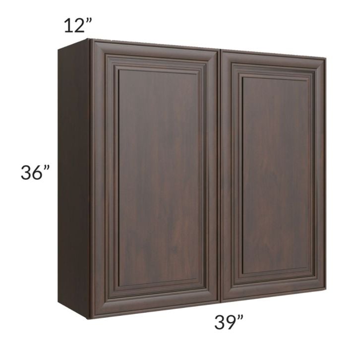 RTA Biscotti Cafe Glazed 39" x 36" Wall Cabinet with 1 Decorative End Panel