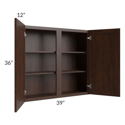 RTA Biscotti Cafe Glazed 39" x 36" Wall Cabinet with 1 Decorative End Panel