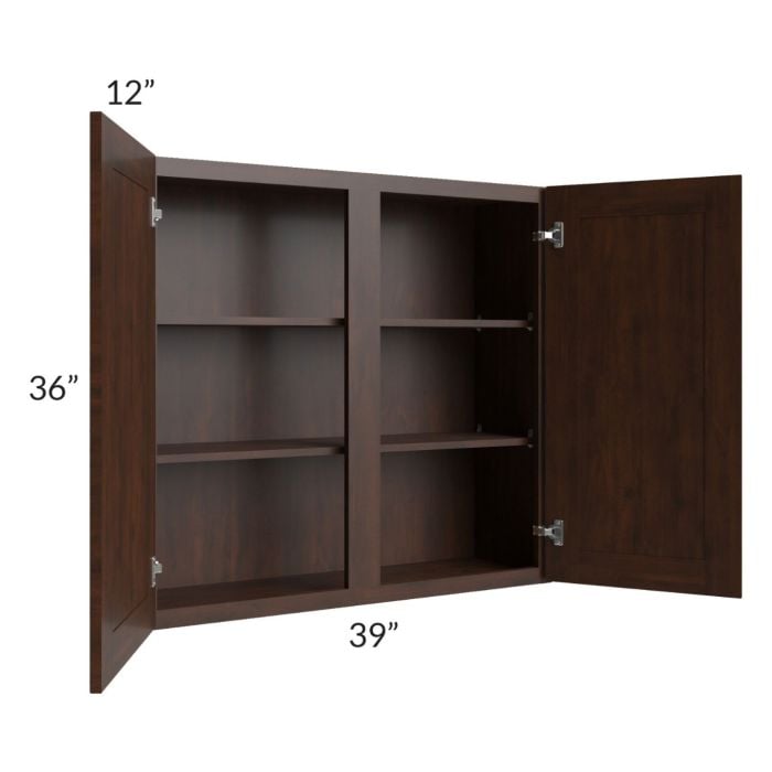 RTA Biscotti Cafe Glazed 39" x 36" Wall Cabinet with 2 Decorative End Panels
