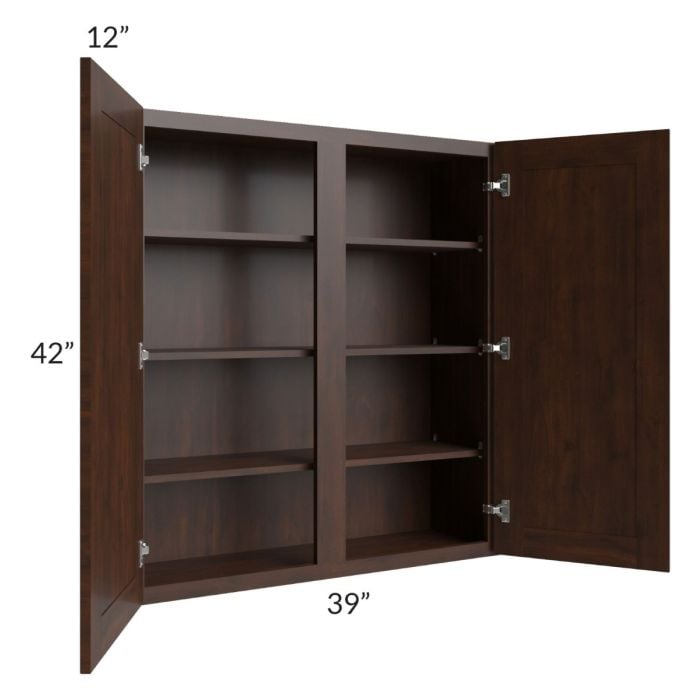 RTA Biscotti Cafe Glazed 39" x 42" Wall Cabinet with 1 Decorative End Panel