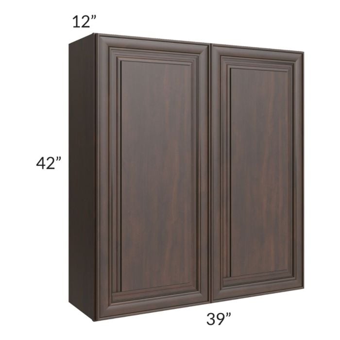 RTA Biscotti Cafe Glazed 39" x 42" Wall Cabinet with 2 Decorative End Panels