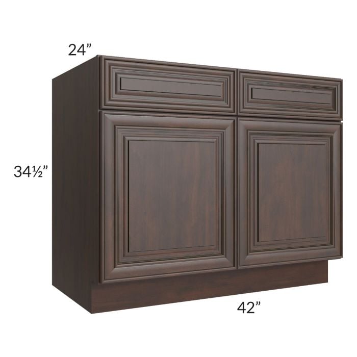 RTA Biscotti Cafe Glazed 42" Base Cabinet with 1 Decorative End Panel