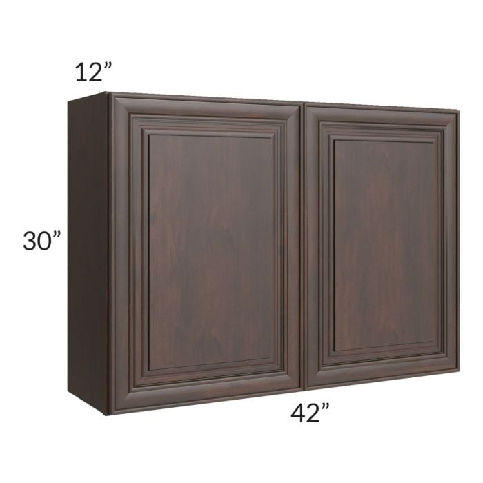 RTA Biscotti Cafe Glazed 42" x 30" Wall Cabinet with 1 Decorative End Panel