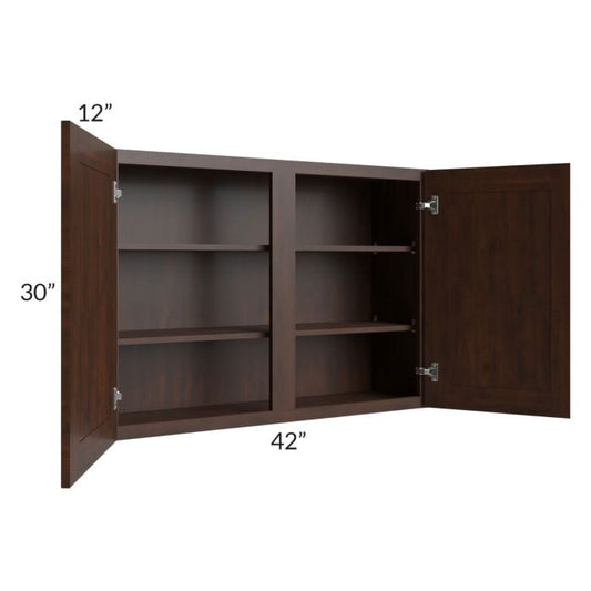 RTA Biscotti Cafe Glazed 42" x 30" Wall Cabinet with 2 Decorative End Panels