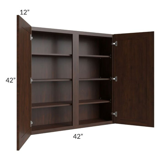 RTA Biscotti Cafe Glazed 42" x 42" Wall Cabinet with 1 Decorative End Panel