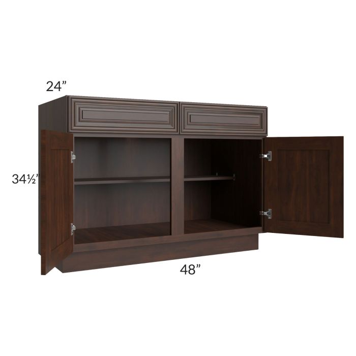 RTA Biscotti Cafe Glazed 48" Base Cabinet with 1 Decorative End Panel