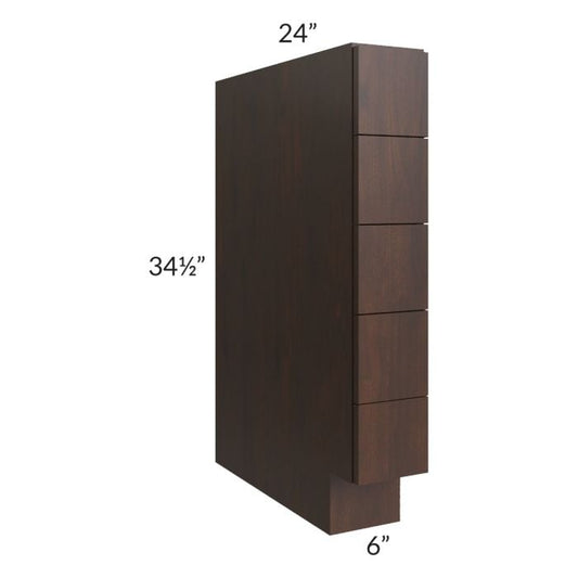 RTA Biscotti Cafe Glazed 6" Base Spice Drawer Cabinet with 1 Decorative End Panel