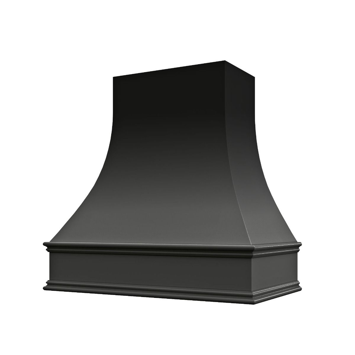 RTA Black Asheville 48" x 48" Smooth Curved Hood with Classic Molding