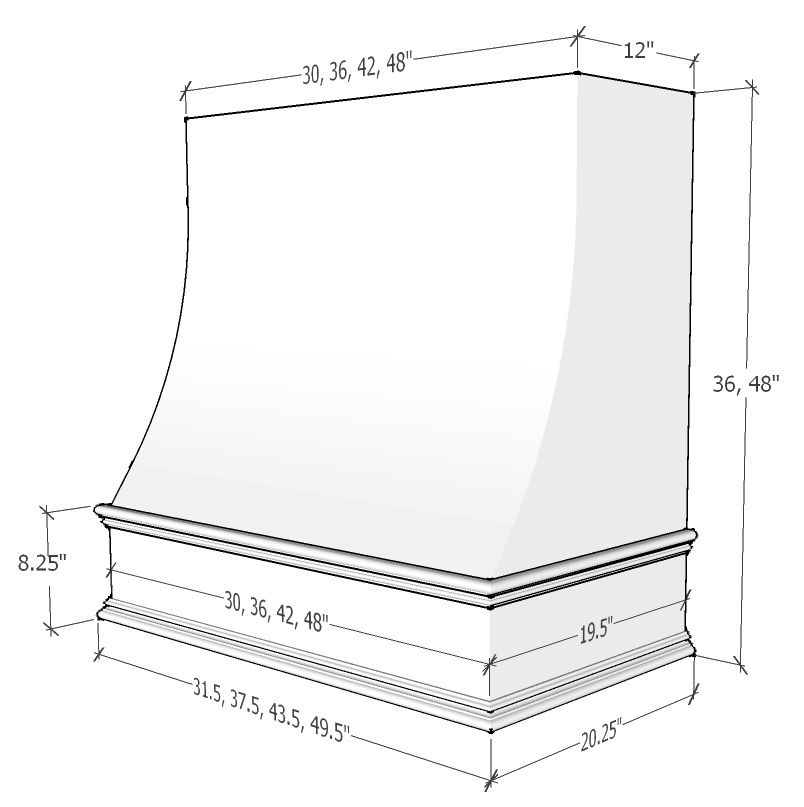 RTA Black Charlotte 30" x 36" Sloped Smooth Hood with Classic Molding
