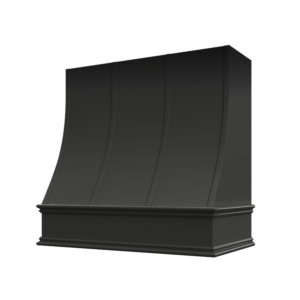 RTA Black Charlotte 42" x 48" Strapped Sloped Hood with Classic Molding