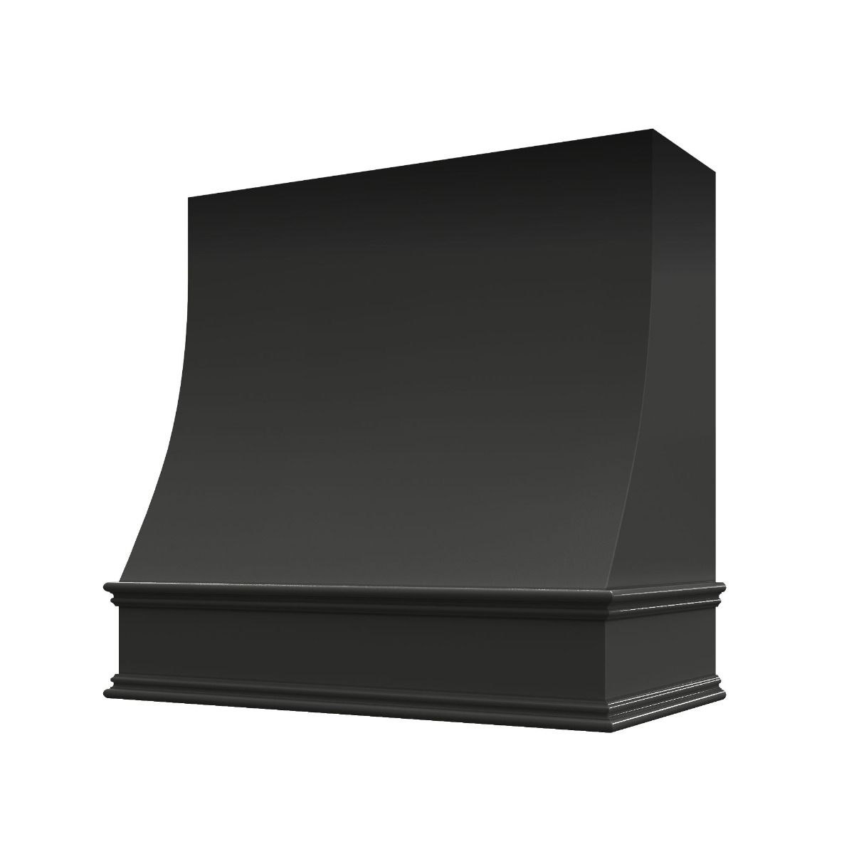RTA Black Charlotte 48" x 48" Sloped Smooth Hood with Classic Molding