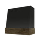 RTA Black Wilmington 48" x 36" Smooth Angled Hood with Chestnut Finished Banding