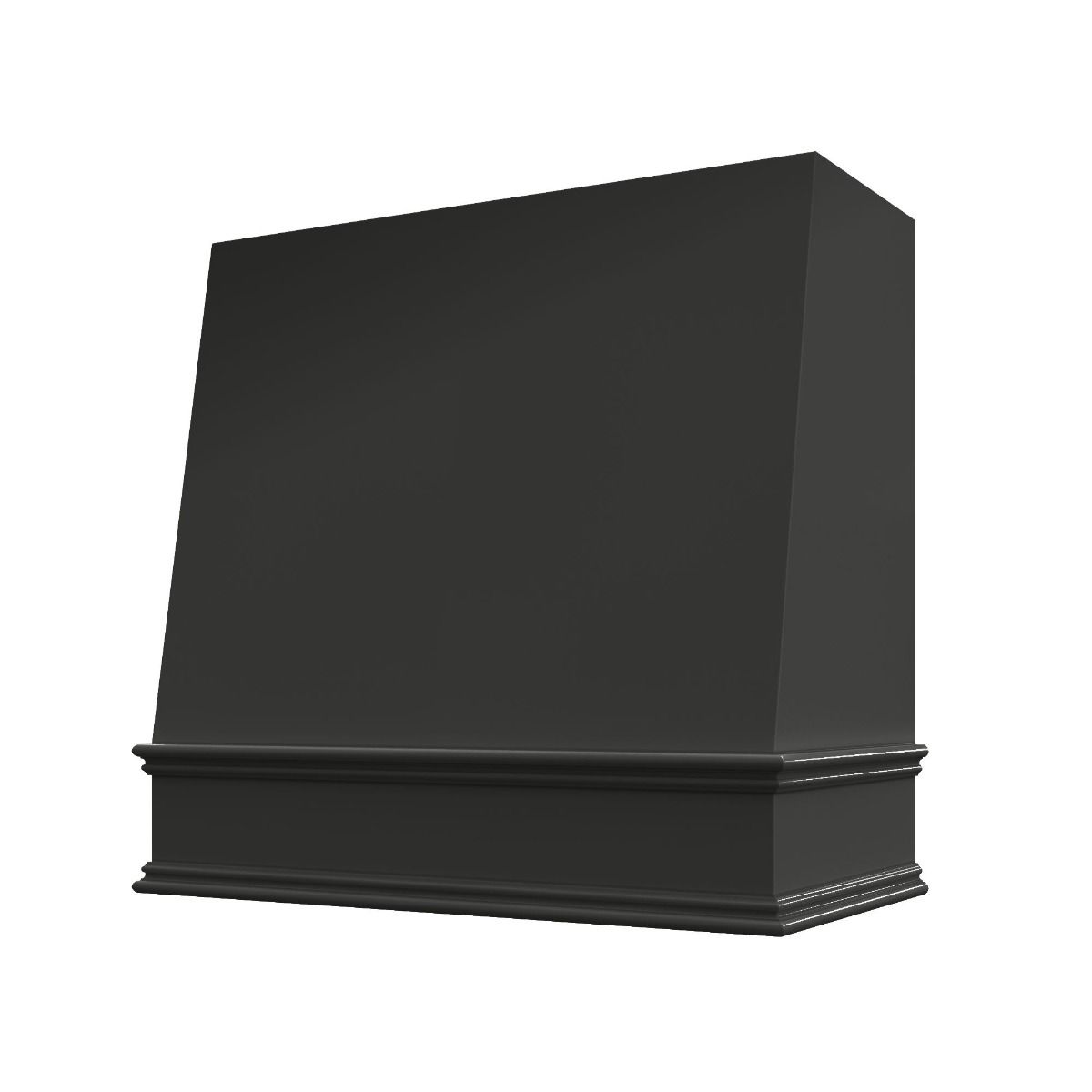 RTA Black Wilmington 48" x 36" Smooth Angled Hood with Classic Molding