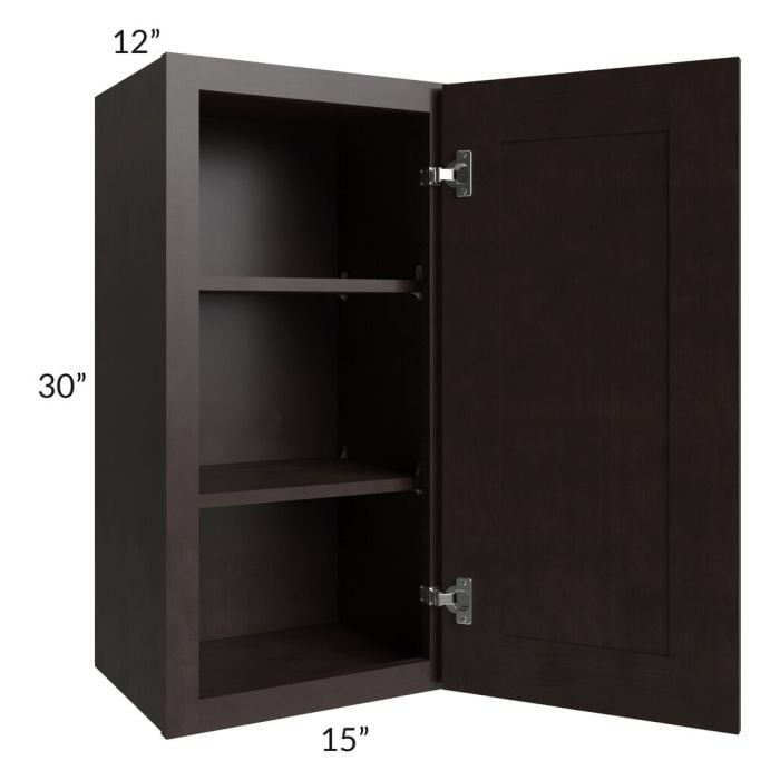 RTA Brazilian Shaker 15" x 30" Wall Cabinet with 1 Decorative End Panel