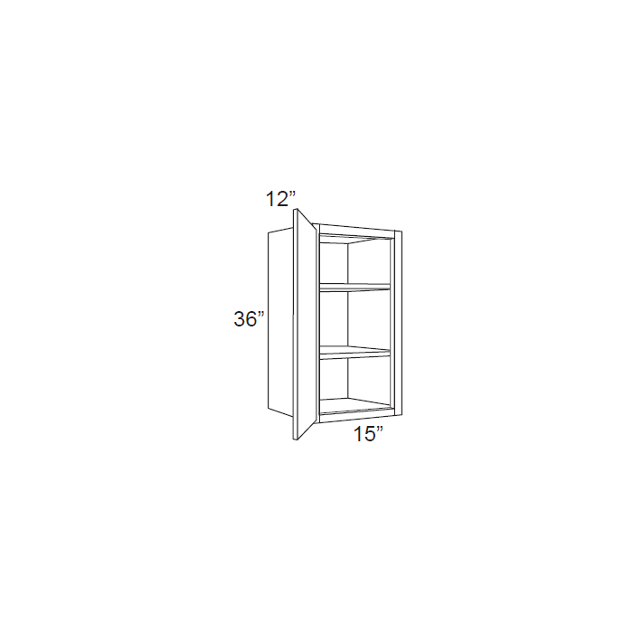 RTA Brazilian Shaker 15" x 36" Wall Cabinet with 1 Decorative End Panel