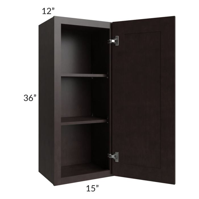 RTA Brazilian Shaker 15" x 36" Wall Cabinet with 1 Decorative End Panel