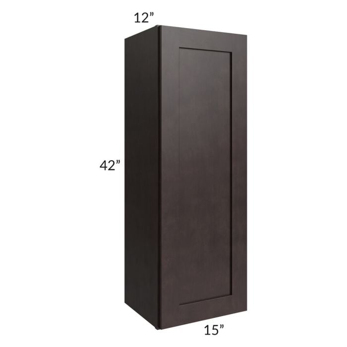 RTA Brazilian Shaker 15" x 42" Wall Cabinet with 2 Decorative End Panels and Glass Door