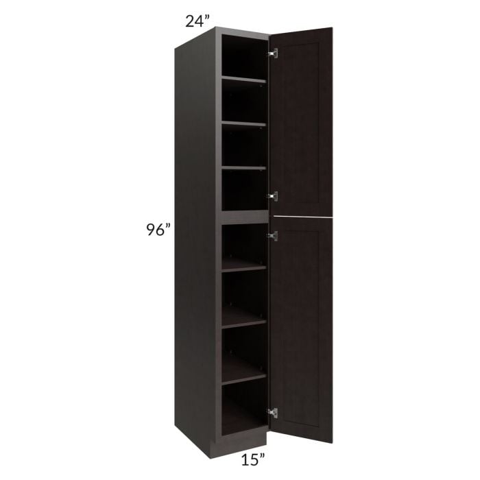 RTA Brazilian Shaker 15" x 96" Wall Pantry with 1 Decorative End Panel and 1 Roll Out Tray