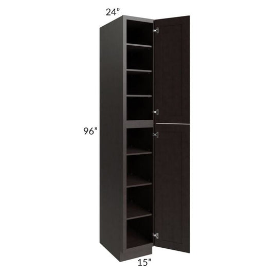 RTA Brazilian Shaker 15" x 96" Wall Pantry with 1 Decorative End Panel and 1 Roll Out Tray