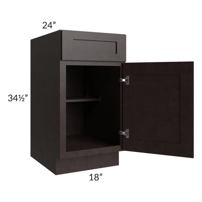 RTA Brazilian Shaker 18" Base Cabinet with 2 Decorative End Panels and 2 Roll Out Trays