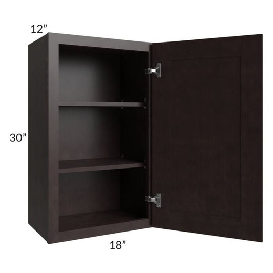 RTA Brazilian Shaker 18" x 30" Wall Cabinet with 1 Decorative End Panel and Glass Door