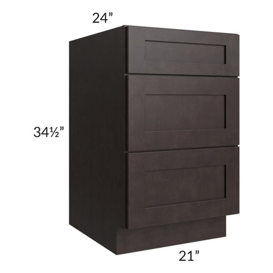 RTA Brazilian Shaker 21" Drawer Base Cabinet with 1 Decorative End Panel