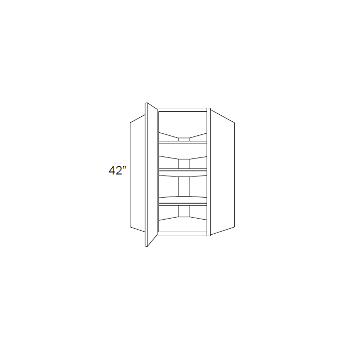 RTA Brazilian Shaker 24" x 42" Wall Diagonal Corner Cabinet with Glass Door
