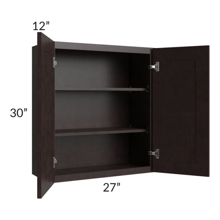 RTA Brazilian Shaker 27" x 30" Wall Cabinet with 1 Decorative End Panel