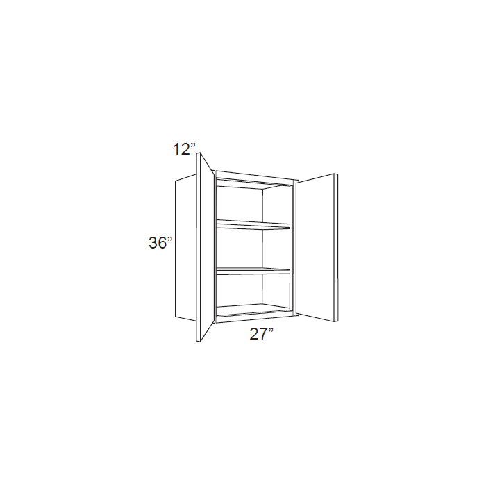 RTA Brazilian Shaker 27" x 36" Wall Cabinet with 1 Decorative End Panel