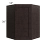 RTA Brazilian Shaker 27" x 36" x 15" Wall Diagonal Corner Cabinet with Glass Door