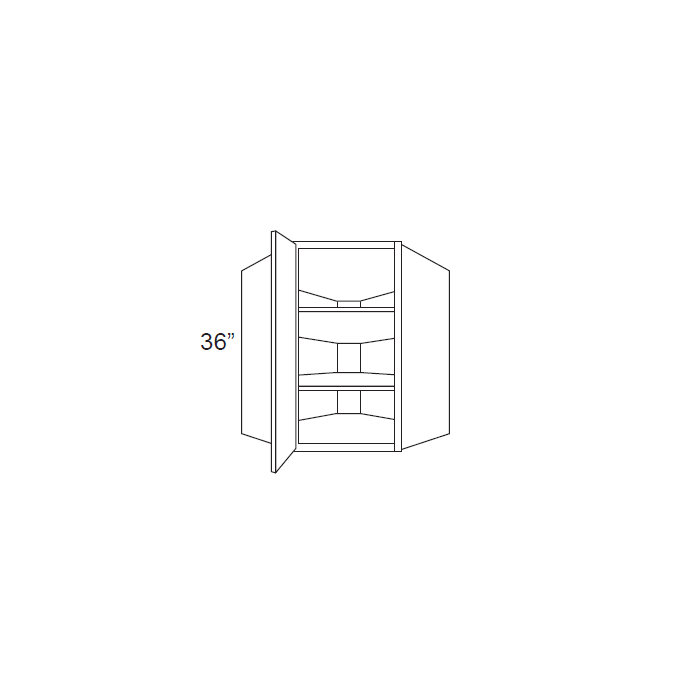 RTA Brazilian Shaker 27" x 36" x 15" Wall Diagonal Corner Cabinet with Glass Door